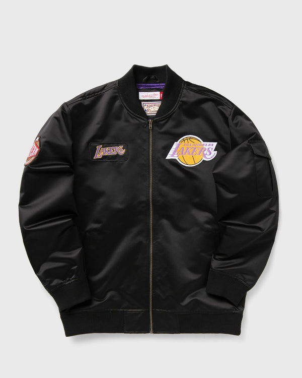 Mitchell & Ness NBA TEAM LEADER SATIN BOMBER VINTAGE LOGO LOS ANGELES LAKERS black