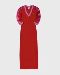 Adidas Womens Adicolor Classics 3-Stripes Maxi Dress V-Neck Red