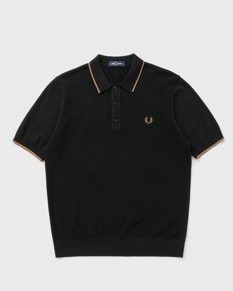 Fred Perry PIQUE STITCH KNITTED SHIRT black
