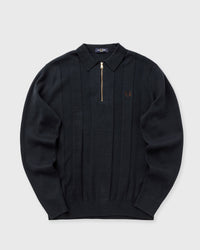 Fred Perry Tonal Stripe Knitted Shirt Blue