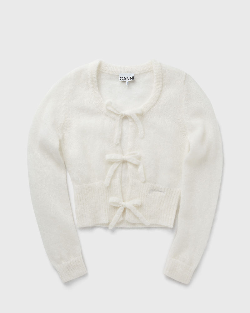 Ganni Light Mohair Tie String Cardigan beige