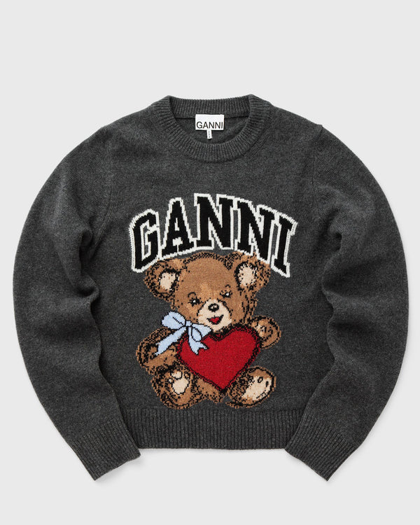 Ganni Graphic Wool Mix Bear Crewneck