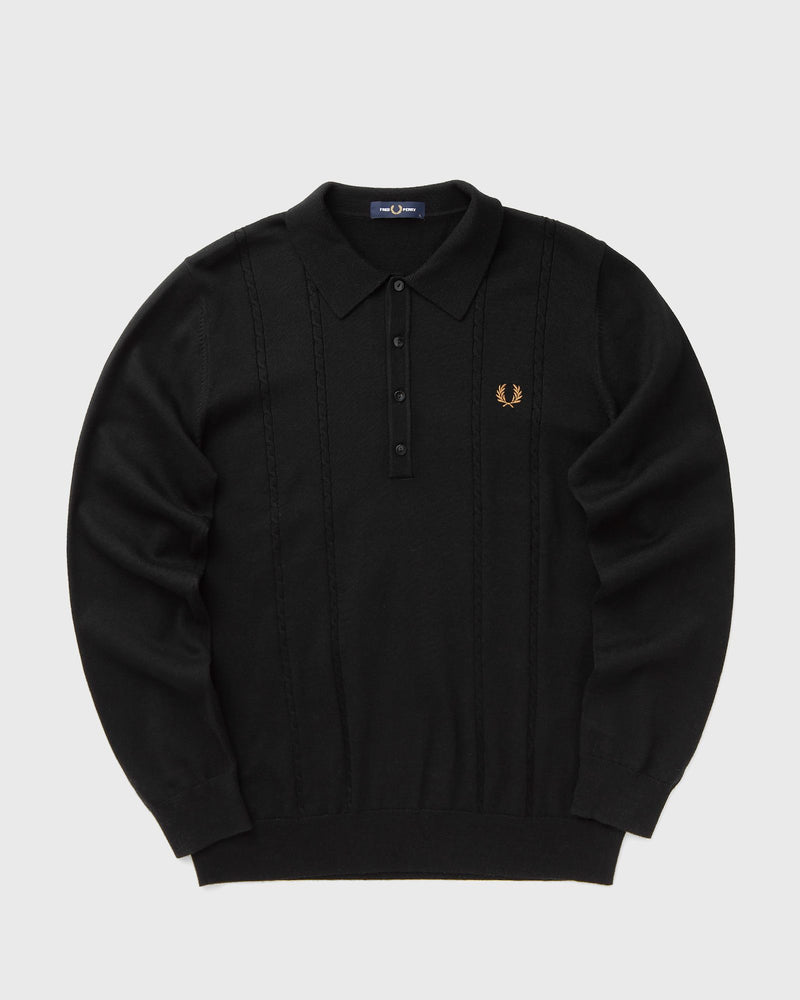 Fred Perry Cable Knitted Ls Shirt Black