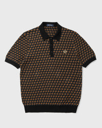 Fred Perry Geometric Knitted Shirt Brown