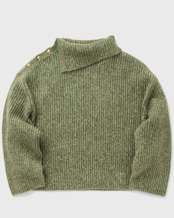 Ganni Melange Brushed Mohair Oversized Sweater green
