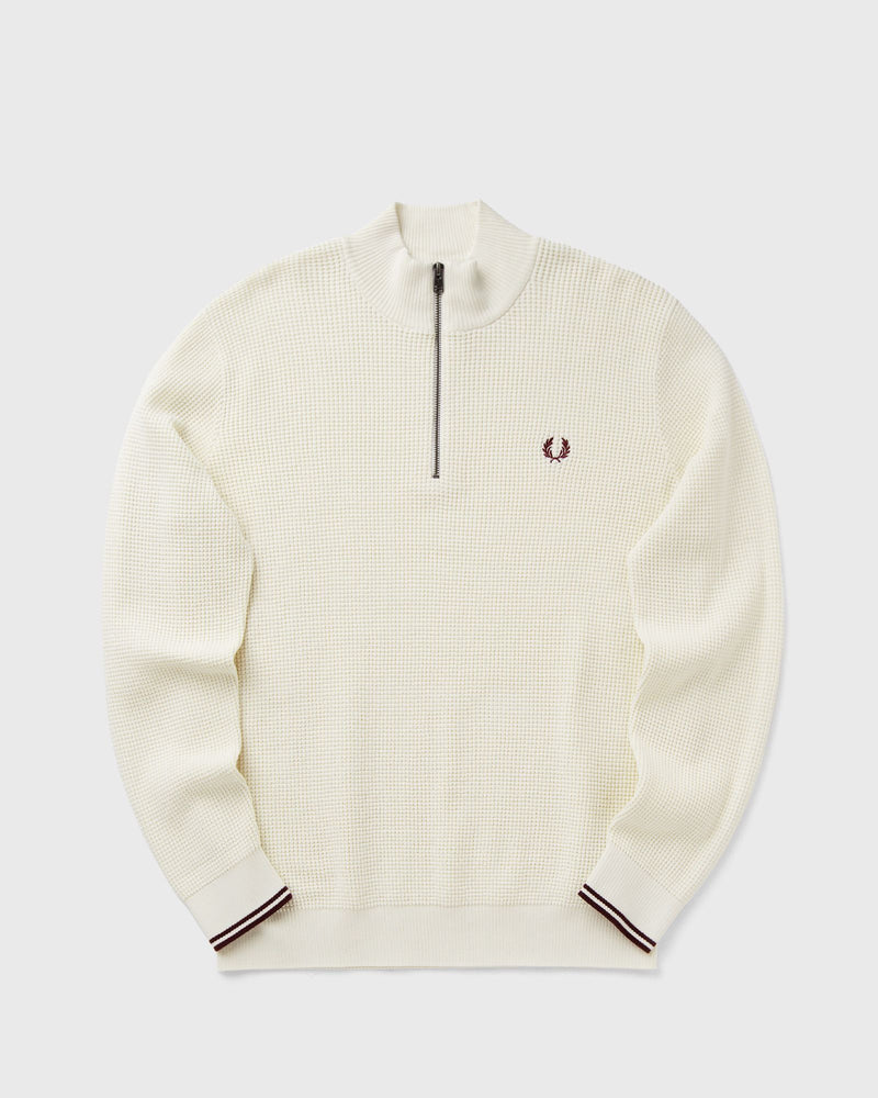 Fred Perry Waffle Stitch HALF ZIP Jumper beige