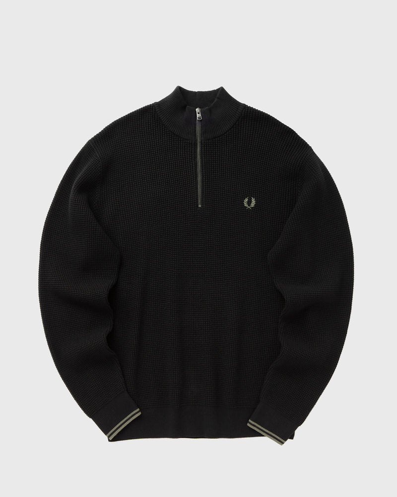 Fred Perry WAFFLE STITCH HALF ZIP JUMPER black