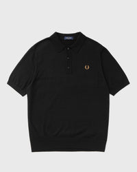 Fred Perry Cotton Knitted Shirt Black