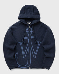 JW Anderson Anchor Embroidery Zipped Hoodie blue