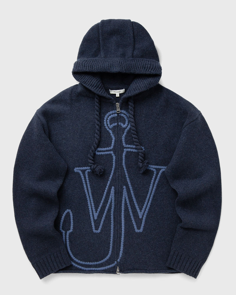 JW Anderson ANCHOR EMBROIDERY ZIPPED HOODIE blue
