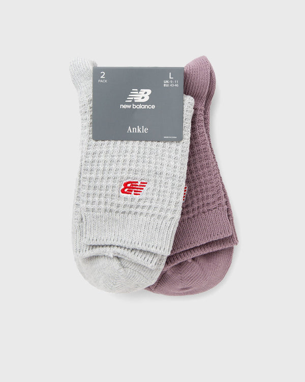 New Balance Waffle Knit Ankle Socks 2 Pack grey|purple