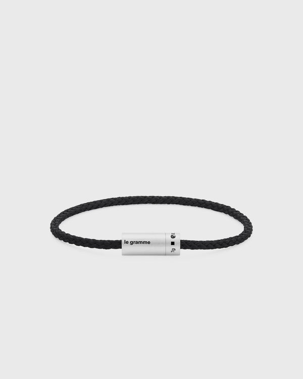 Le gramme 7g brushed sterling silver black nato cable bracelet black
