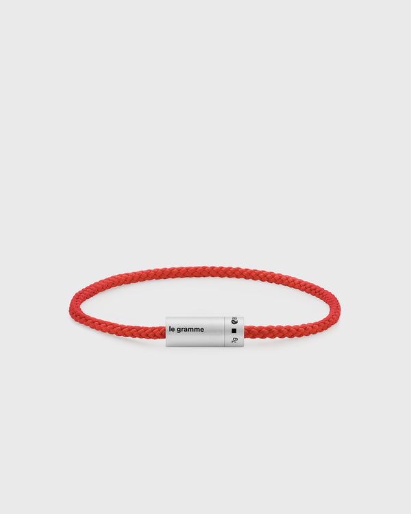 Le gramme 7g-brushed-sterling silver-red nato-cable-bracelet red