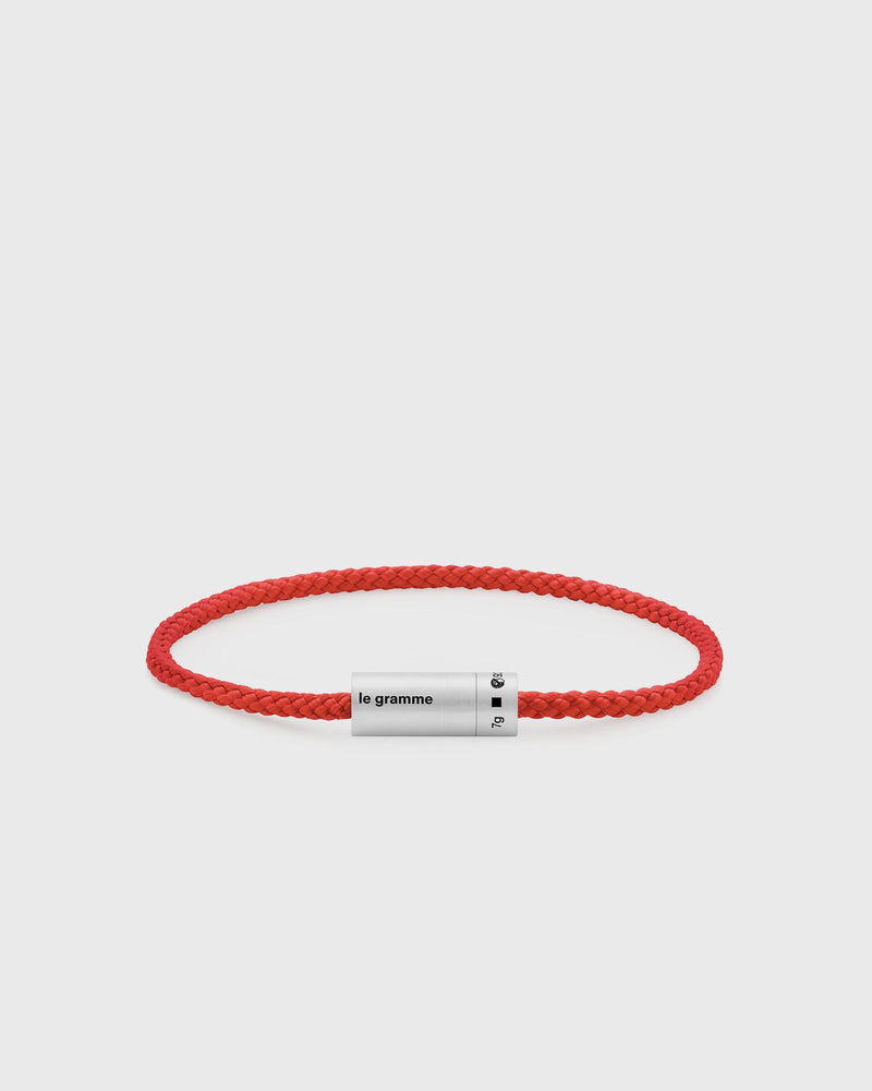Le gramme 7g-brushed-sterling silver-red nato-cable-bracelet red