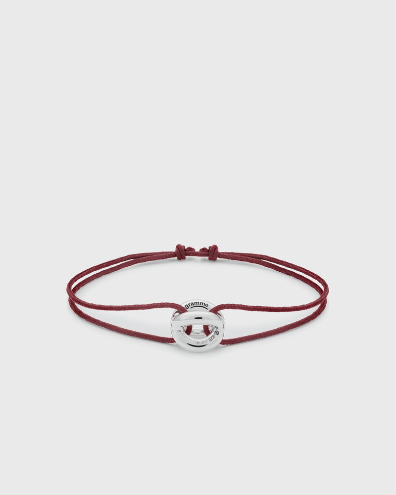 Le gramme 3g polished sterling silver burgundy entrelacs cord bracelet purple