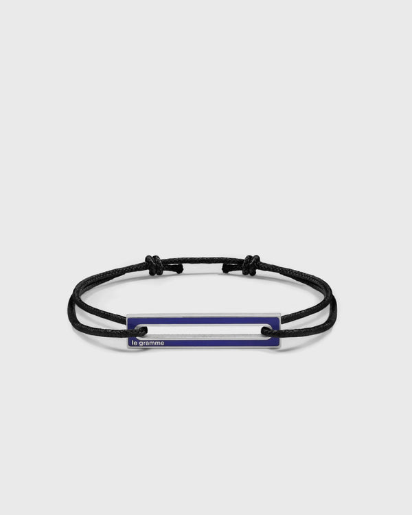 Le gramme 1.7g polished sterling silver royal blue lacquered cord bracelet blue