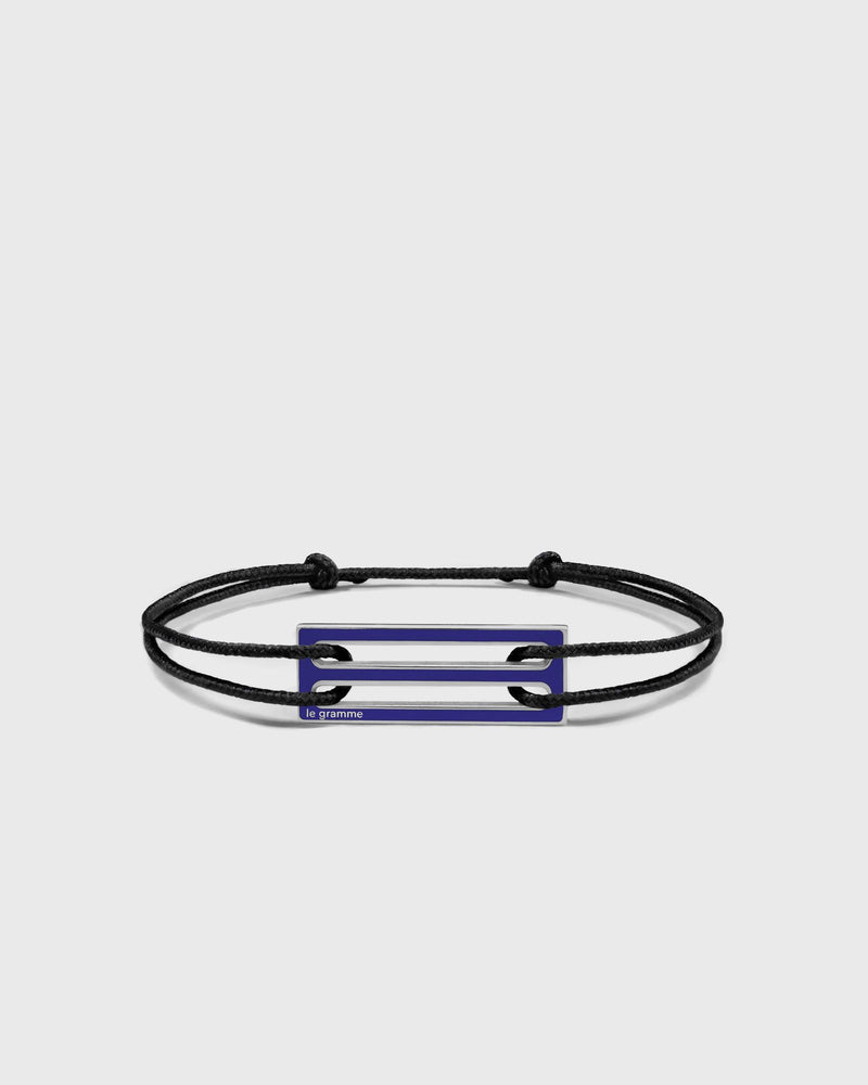 Le gramme 2.5g polished sterling silver royal blue lacquered cord bracelet blue