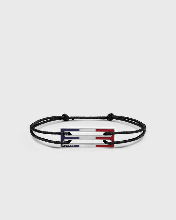 Le gramme 2.5g polished sterling silver tricolor lacquered cord bracelet multi