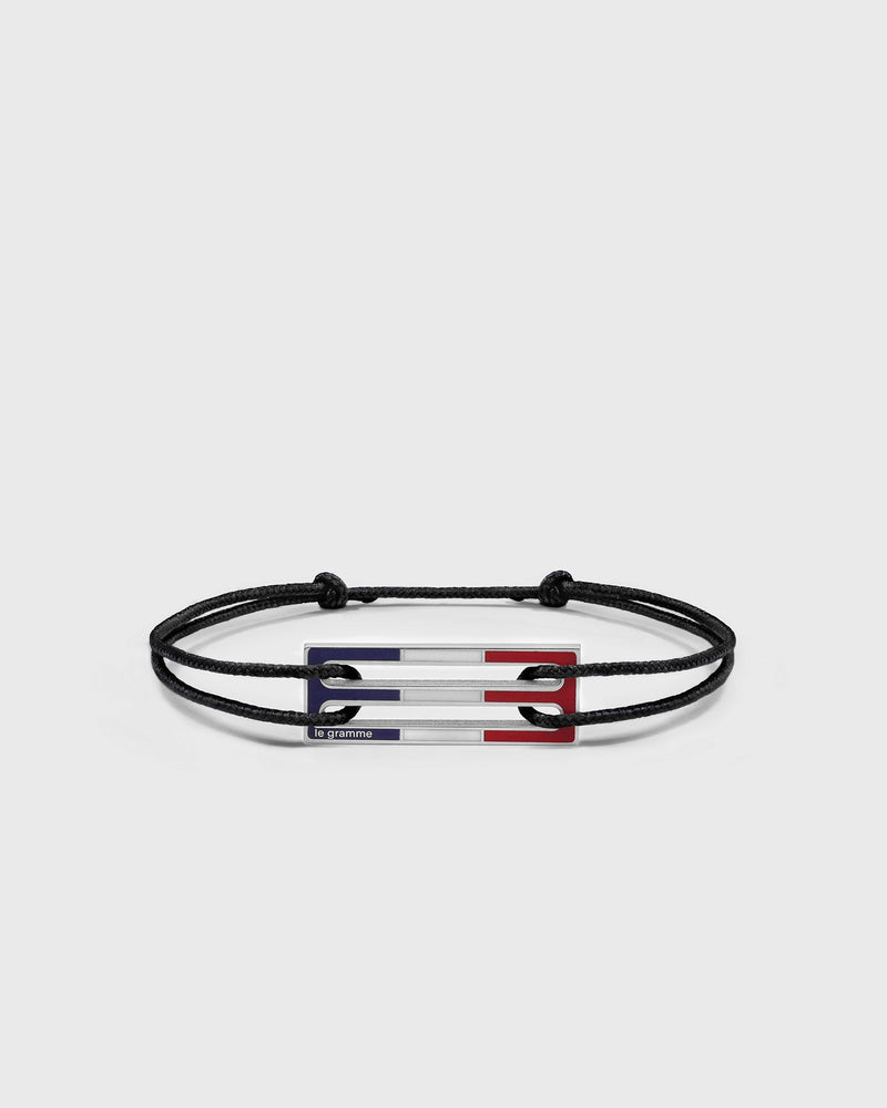 Le Gramme 2.5g Polished Sterling Silver Tricolor Lacquered Cord Bracelet multi
