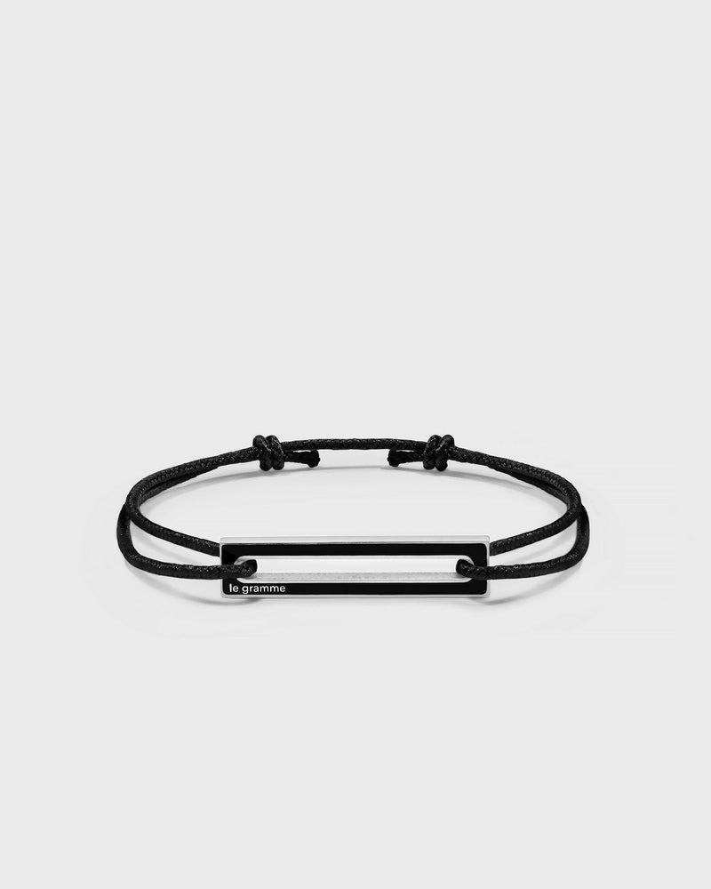 Le gramme 1.7g polished sterling silver black lacquered cord bracelet black