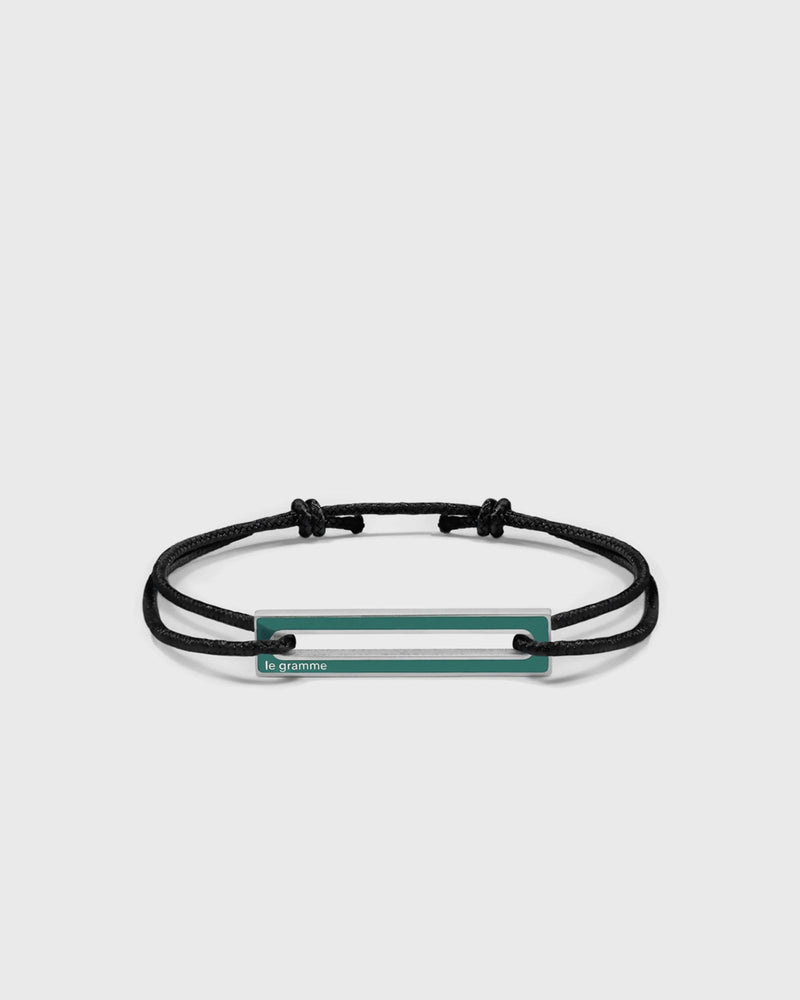 Le gramme 1.7g polished sterling silver green lacquered cord bracelet green