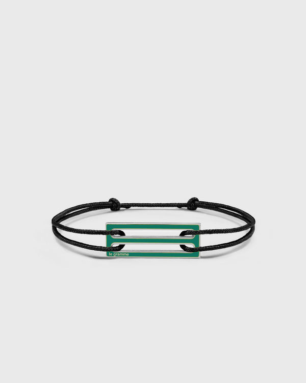 Le Gramme 2.5G Polished Sterling Silver Green Lacquered Cord Bracelet