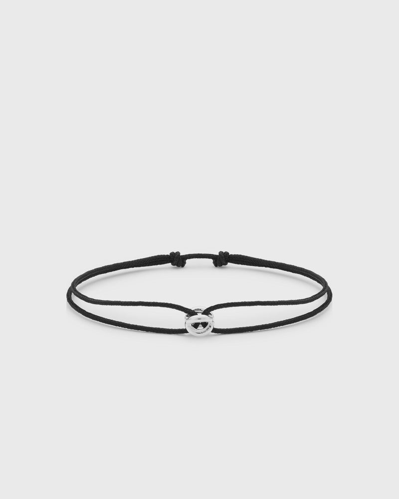 Le gramme 1g-polished sterling silver-entrelacs black-cord-bracelet black