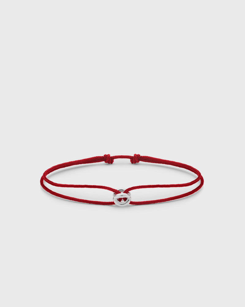 Le gramme 1g polished sterling silver red entrelacs cord bracelet red