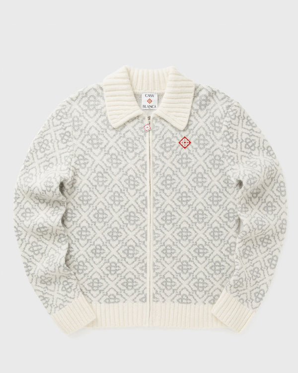 Casablanca SILVER MONOGRAM ZIP UP white