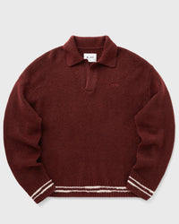 Ølåf Crafted Detail Knitted Polo Red