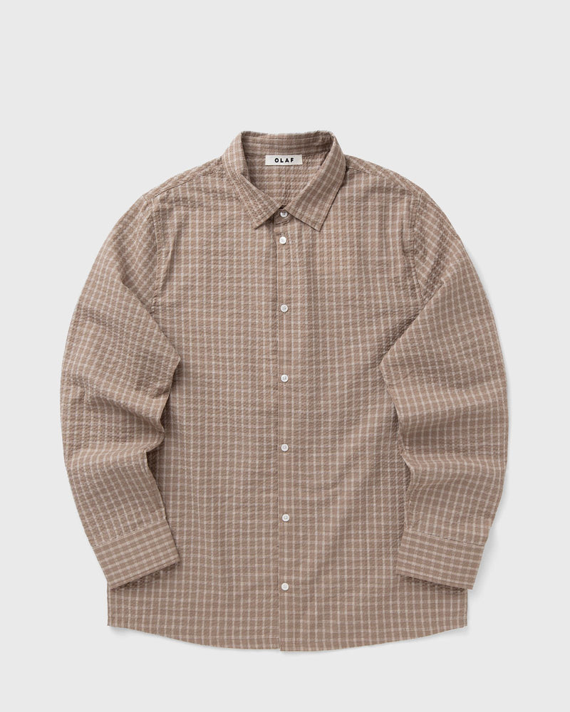 Ølåf Checked Seersucker Ls Shirt Beige