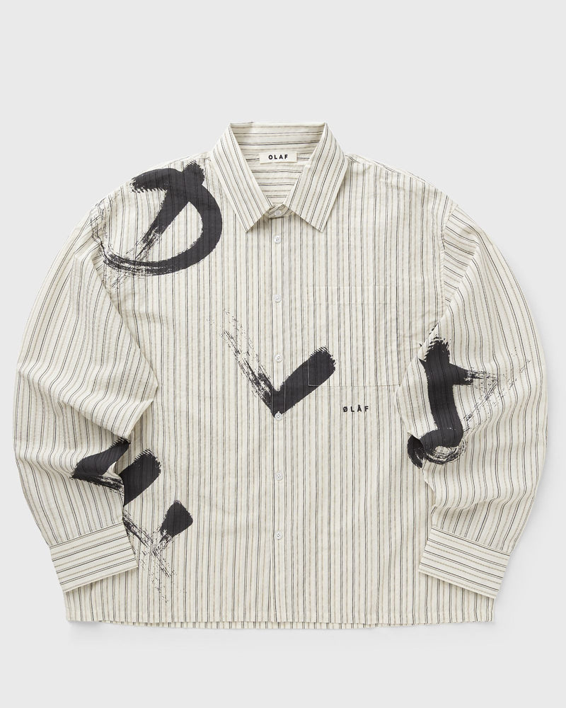 Ølåf Brushstroke Logo Stripe Ls Shirt Beige