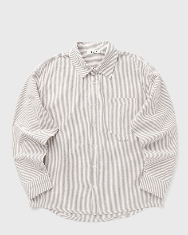 Ølåf Oversized Stripe Oxford Shirt Beige