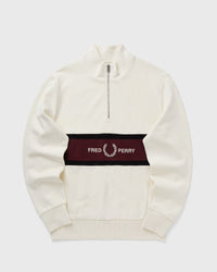 Fred Perry Embroidered Panel Half Zip Swe Beige
