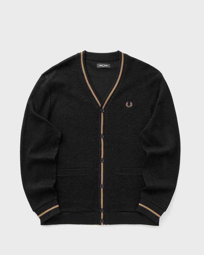 Fred Perry Tipped Piquet Exture Cardigan black