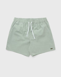 Lacoste Mid Length Striped Textured Swim Trunks White
