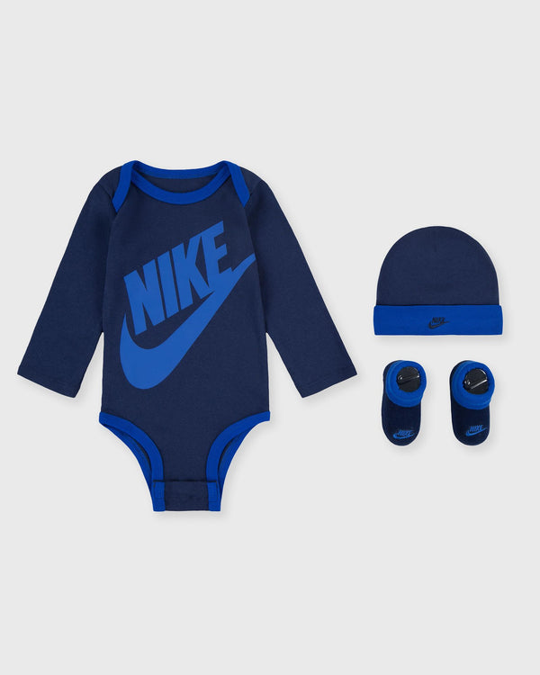 Nike FUTURA LOGO LS HAT / BODYSUIT / BOOTIE 3PC blue