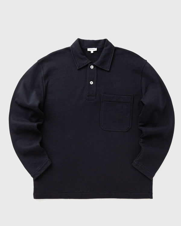 Norse Projects Fraser Relaxed Organic Loopback LS Polo blue