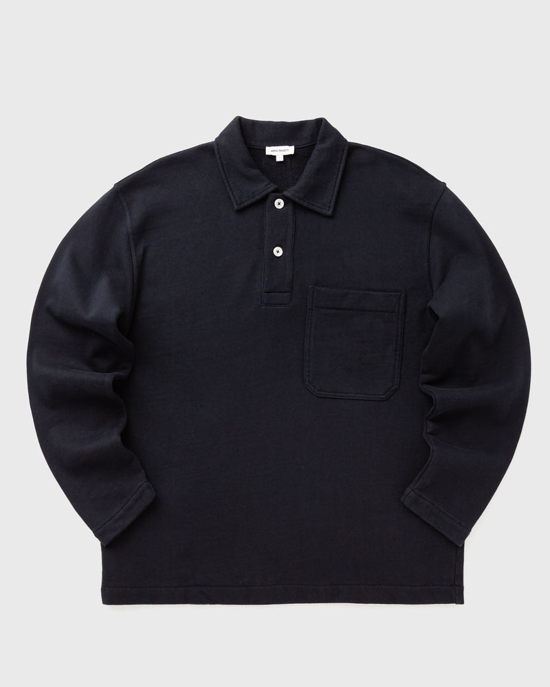 Norse Projects Fraser Relaxed Organic Loopback LS Polo blue