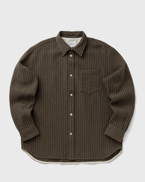 Norse Projects Mo Oversized Wool Stripe Shirt brown