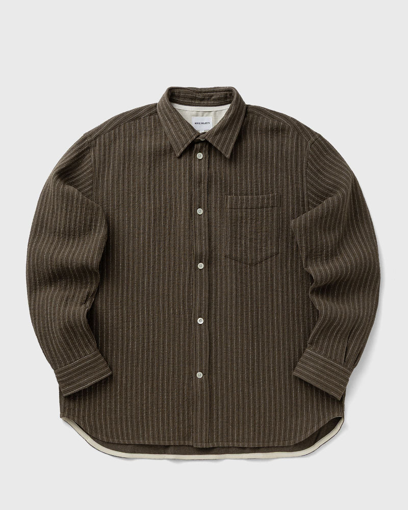 Norse Projects Mo Oversized Wool Stripe Shirt brown