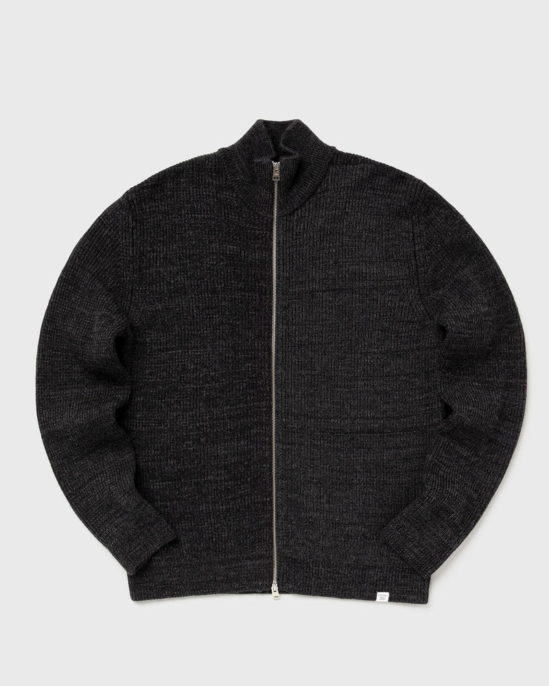 Norse Projects Hagen Wool Cotton Rib Full Zip Jacket grey