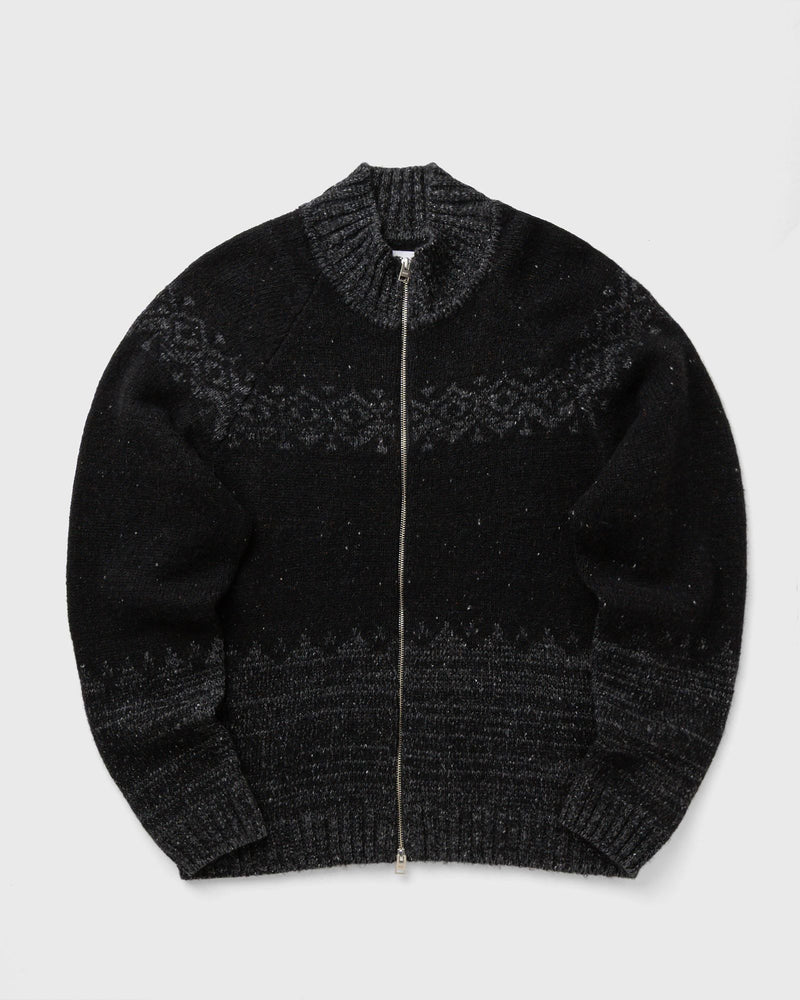 Norse Projects Ulf Full Zip Fairisle Cardigan grey