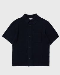 Norse Projects Fredensborg Mercerised Cotton Knitted Shirt Blue