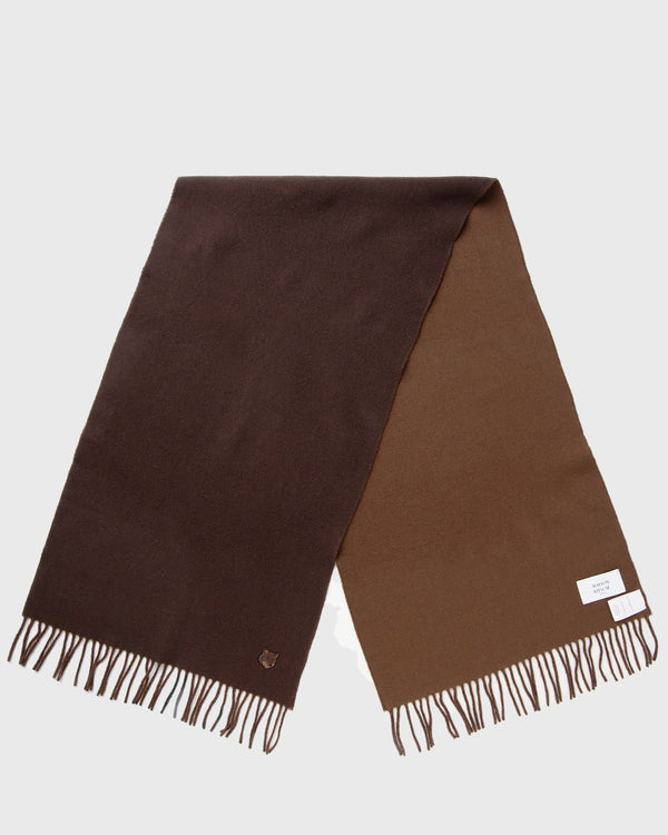 Maison Kitsune BOLD FOX HEAD DOUBLE FACE SCARF brown