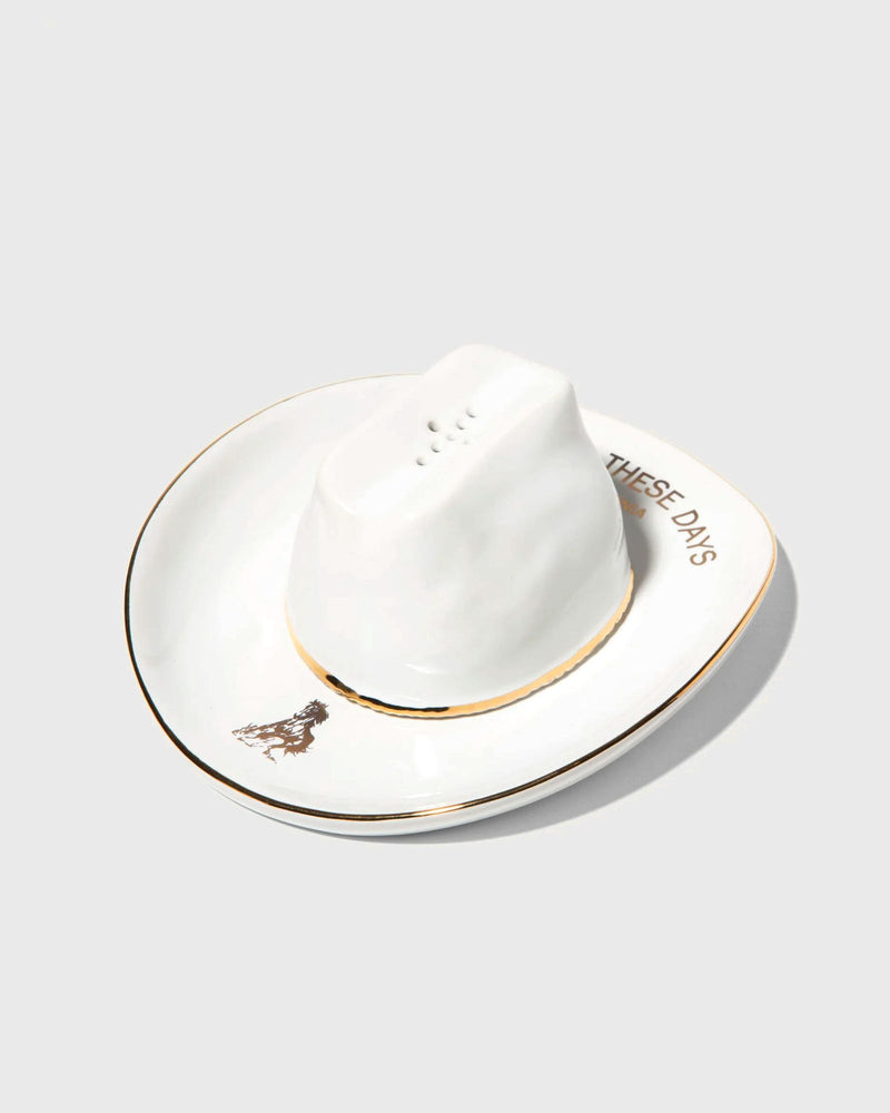 One of these Days CERAMIC COWBOY HAT INCENSE HOLDER white