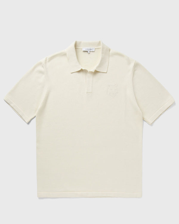 Maison Kitsune BOLD FOX HEAD EMBROIDERED KNITTED POLO beige