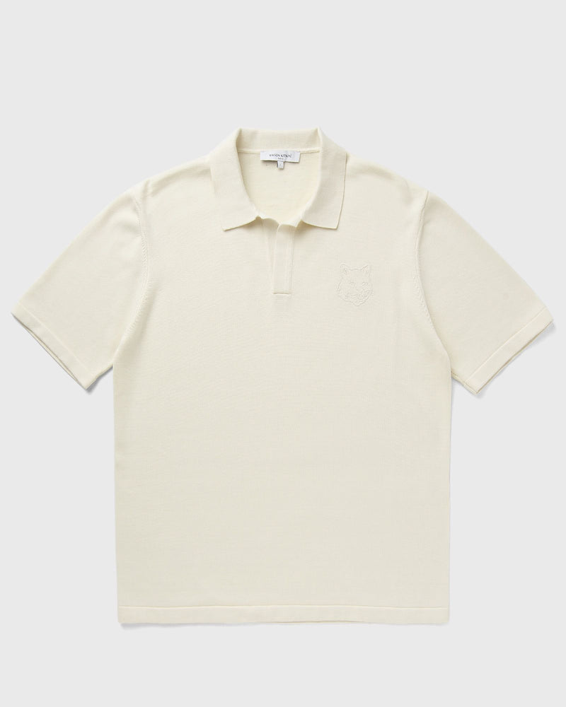 Maison Kitsune BOLD FOX HEAD EMBROIDERED KNITTED POLO beige