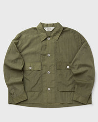 Brain Dead Cropped Nylon Button Up Shirt Brown