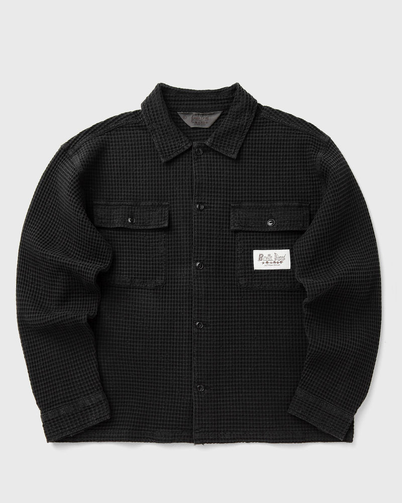 Brain Dead Waffle Button Front Shirt Black